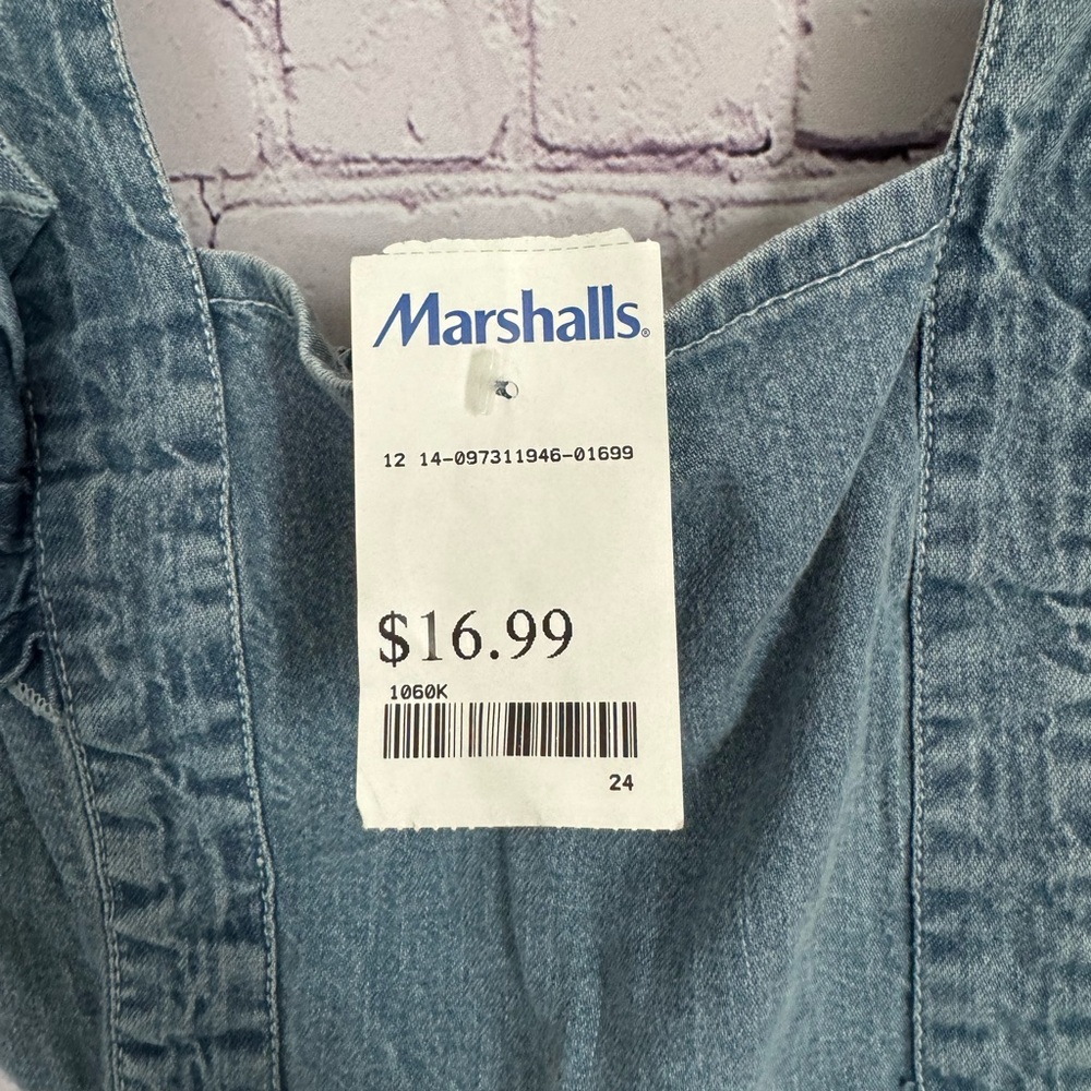 Denim Ruffle Strap Dress - Picture 6 of 8
